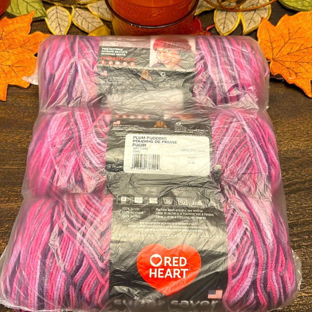 3/236 Yard Red Heart Super Saver Yarn in Plum Pudding (Multicolor Pink/Purple)